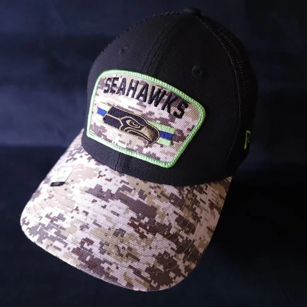 Seattle Seahawks New Era Salute To Service Trucker 9FORTY Snapback Hat Camo New